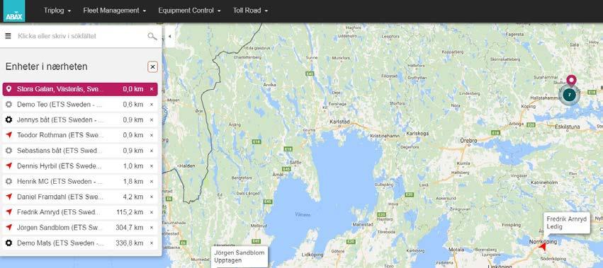 20 The difference is ABAX ABAX Triplog // Admin user guide // 20161101 21 ABAX FLEET MANAGEMENT Med ABAX Fleet Management får ni tillgång till var alla era fordon befinner sig i en karta.