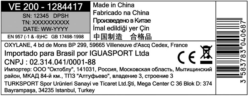 Product in accordance with EN 957 class HC, GB17498, not suitable for therapeutic purposes 1 2 3 4 5 i AVERTISSEMENT Tout usage impropre de ce produit risque de provoquer des blessures graves.