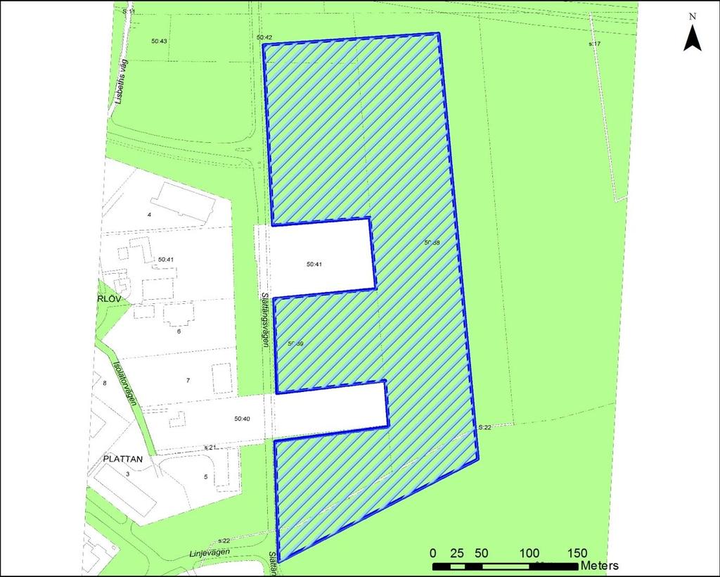 Fig. 3. Detaljkarta över utredningsområdet i Härlöv. Naturgeografiska förutsättningar Det aktuella området ligger i den sydöstra delen av Härlövs samhälle.