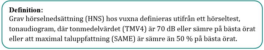 Nationellt kvalitetsregister för grav hörselnedsättning Startades 2005 Ett av de 9 delregister inom ramen för det Nationella kvalitetsregister för Öron, Näs- och Halssjukvård i Sverige