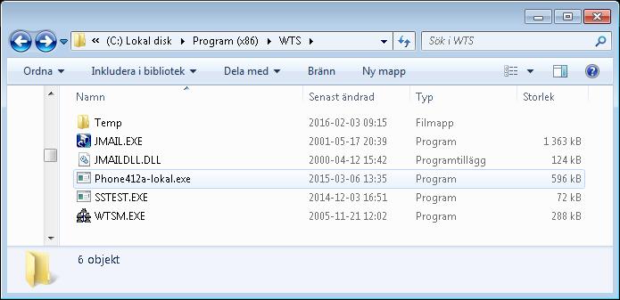 exe JMaildll.dll service.exe sstest.exe wtsm.exe. JMail ska installeras på WTS-datorn med hjälp av JMail.