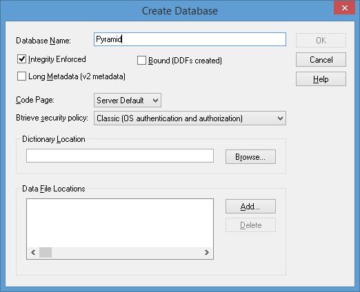 PERVASIVE ODBC ENGINE DSN SETUP Ange ett namn på datakällan (Data Source