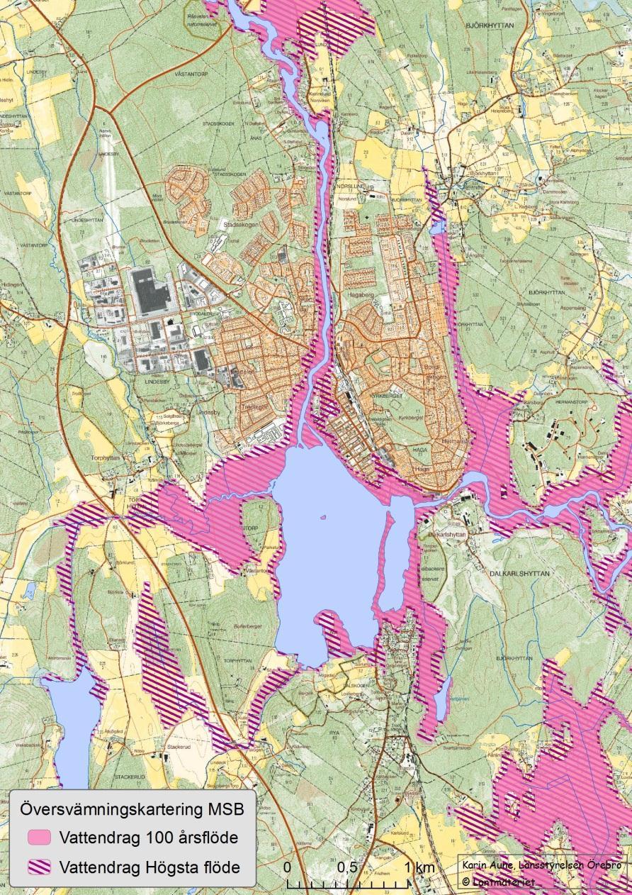 Lindesberg Inom områden med högsta flödet: