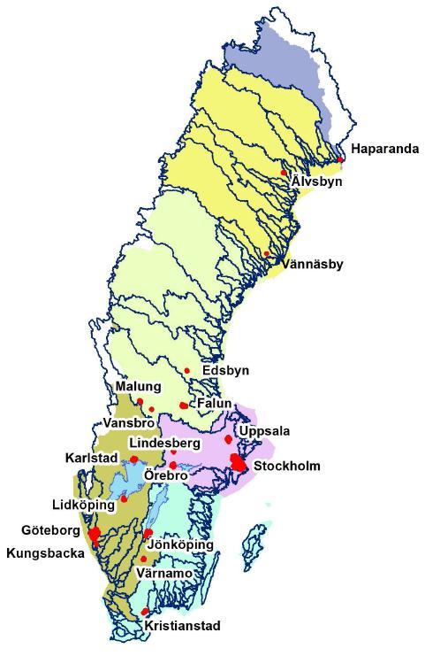 Steg 1 - Områden MSB har identifierat 18 områden med betydande översvämningsrisk Betydande översvämningsrisk = där konsekvenserna av