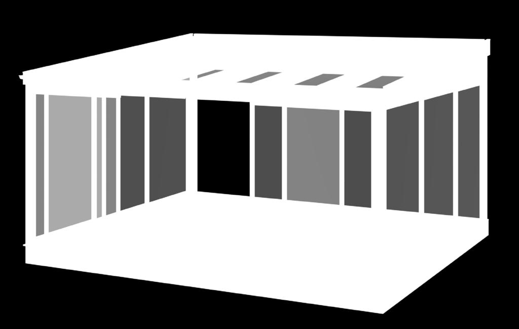 Bredd: 3 762, 3 954, 4 150, 4 430, 4 698, 5 102, 5 388, 5 676, 5 970 eller 6 390 mm Djup: 3 440 mm eller 3 940 mm Partihöjd: 2 000 mm Partier: Elegance +, endast rätvända skjutpartier, utan mittpost.