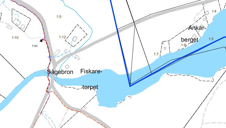 4.3 Elnätsstruktur för Uddevalla Energi Elnät AB Den nätstation som är mest lämplig för anslutning till TEEAB:s elnät från UEEAB:s elnät benämns T185 Fiskaretorpet vilken är belägen vid Sågebron,