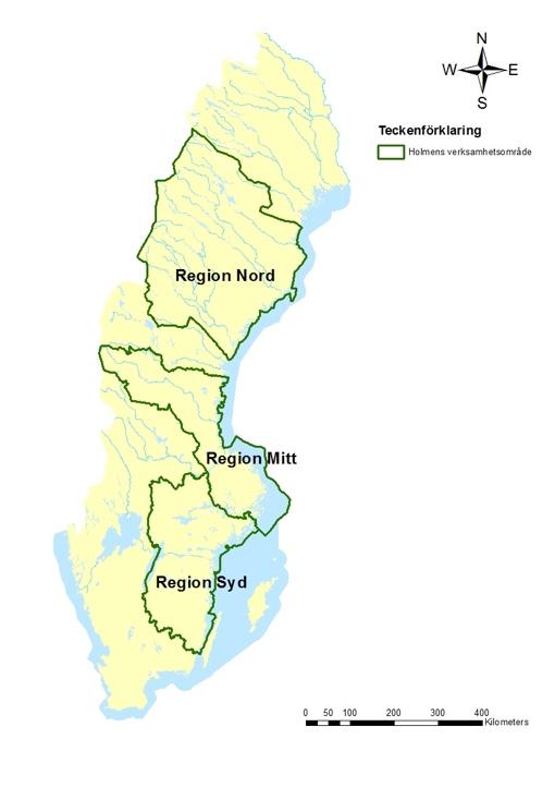 Figur 3. Karta över Holmen Skogs verksamhetsområden Lantmäteriet i2014/764. Figure 3. Map over Holmen Skogs area of activity Lantmäteriet i2014/764. Urval gjordes också på grundytevägd medelålder.