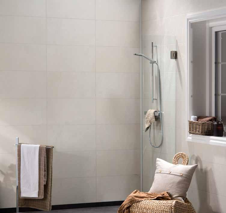 1531 3D Bianco Grande #fibo-biancogrande Crescendo Grande-kollektionens olika paneler ger fantastiska badrum och går att kombinera för ditt unika