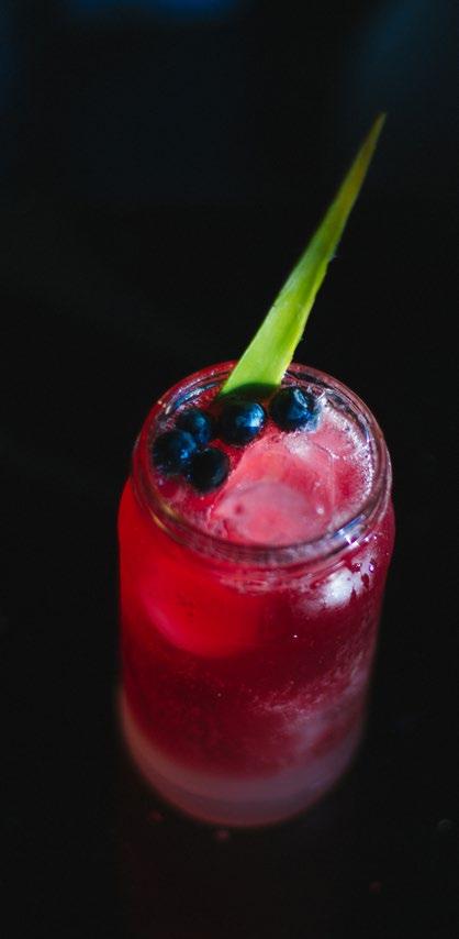 6. Rosita 7. Ginger Berry 30 ml Monin Rose Syrup Blåbär Häll Monin Rose Syrup, citronjuice och isbitar i shakern.