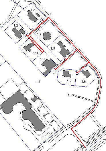 11(14) Servitut Befintliga servitut Nordenvillorna, fastigheterna Klockaretorpet 1:2 1:9, har servitut inom Klockartorpet 1:1 innebärande rätt till tillfartsväg inom kvartersmarken.