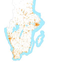 Antal tätorter 1979 tätorter 41 % har färre än 500 invånare 6 % har fler