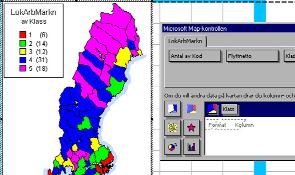 Markerade data har infogats i kolumnerna A-D i kartmodulen. Instruktioner för skapande av kartan återfinns som vanligt över kartan. 23.