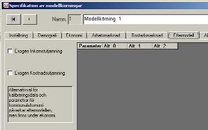 Specifikation Eftermodell Status för modellkörning 26. Eftermodell handlar om kommunfördelade data. Här går det att justera parametrar för t ex medelskattekraft och statsbidrag.