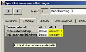 Kopiera modellkörning och kör ny modell 36. Kopiera modellkörning 2. Döp den nya körningen till modellkörning 3. Välj sedan att editera modellkörning 3. Gå till området demografi.