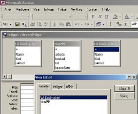 Länka samman fältet kod i vänstra tabellen (LA Kodnyckel) med mittersta tabellen (rinp99).