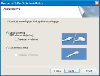 Windows USB 6 Installationen av PaperPort SE startar automatiskt och följs av installationen av programsviten MFL-Pro Suite.