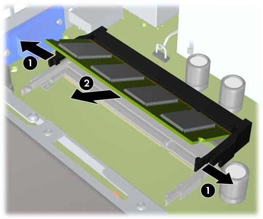 8. Om du lägger till en andra SODIMM ska du ta bort SODIMM från den övre XMM1-sockeln för att komma åt den nedre XMM3-sockeln.