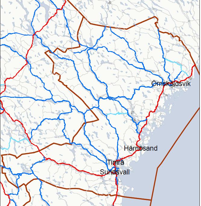 Figur 2 Det funktionellt prioriterade vägnätet i Västernorrlands län Identifiera sträckor för justerad hastighetsgräns, Planeringssteg 2 Inriktning Inriktningen för anpassning av hastighetsgränser