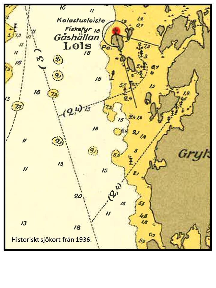 Grytskärets historiska farled 1,6 m? Tidigare fanns en farled in till Södra hamnen vid Grytskäret.