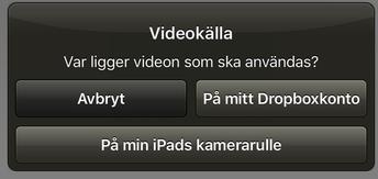 Nedan finns en beskrivning på hur man lägger in filmer. För att kunna infoga en video måste filmen ligga bland Bilder på ipaden. 1. Gå in på knappen i redigeringsläge. 2.