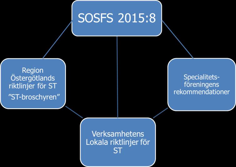 I tillägg till de lokala riktlinjerna för ST, bör det i varje verksamhet finnas en mall för det skriftliga utbildningsprogrammet och för varje ST-läkare även ett ST-kontrakt 2 som reglerar eventuella