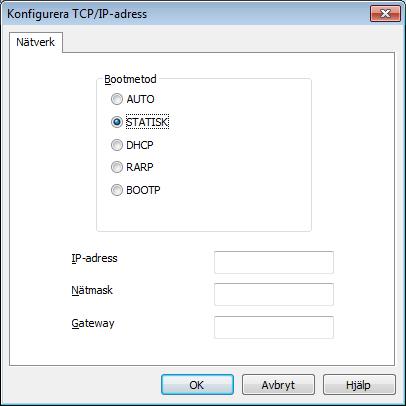 DHCP/BOOTP/RARP-server, visas enheten som Ej konfigurerad i BRAdmin Light.