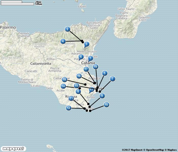 SICILIEN 1. Catania 2. Etna Quota Mille 3. Etna 4. Randazzo 5. Pozzo di Mazza 6. Ponte Barca, Simeto 7. Capo Murro di Porco 8. Vendicari 9. Marzamemi 10.