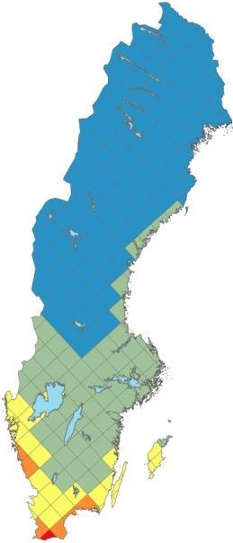 a) b) c) d) Figur 20. a) Våtdeposition av S (kg/ha), inklusive bidraget från havssalt, beräknad med EMEP modellen.