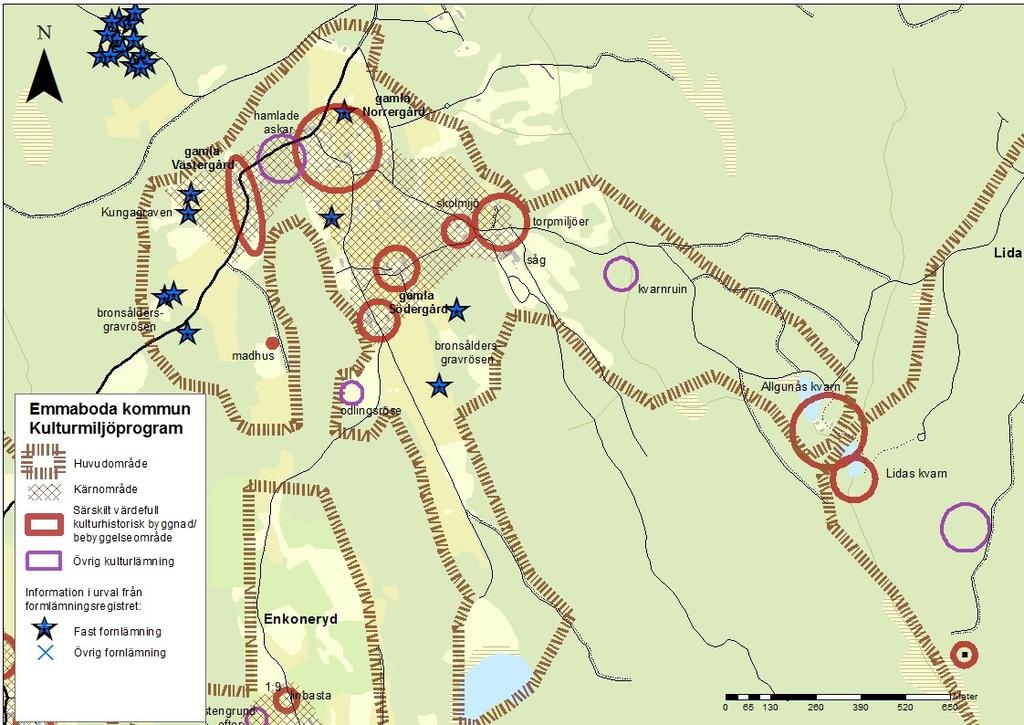 Emmaboda kommun Kulturmiljöprogram D Särskilt värdefull kulturhistorisk byggnad/ bebyggelseområde Utdrag ur Riksantikvarieämbetets FMIS (fornsök): ^` Huvudområde Kärnområde Kulturlämning Fast