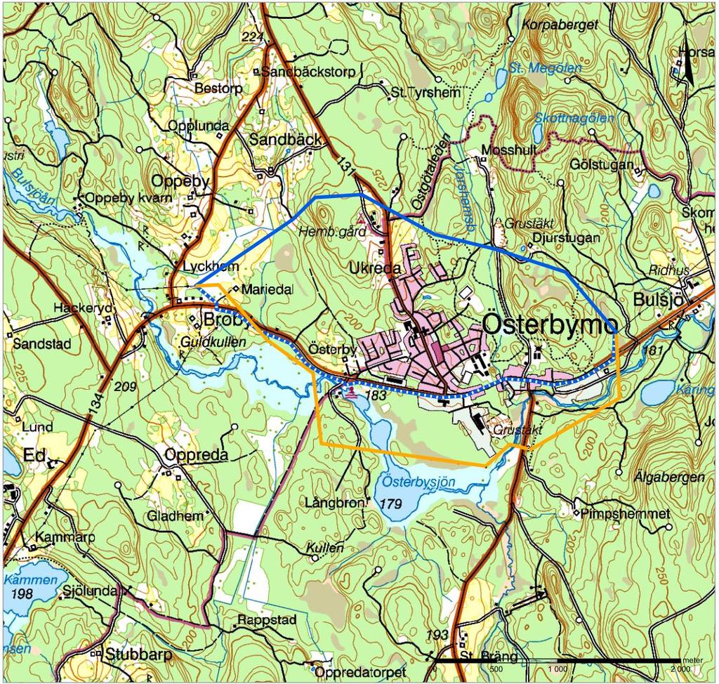 Även i området norr om befintlig ledning finns fler aspekter som begränsar framkomligheten, framförallt bebyggelse och kulturvärden.