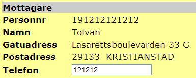 24 Nu visas samtliga uppgifter om din förskrivning Viktigt att kontrollera / komplettera mottagarens telefonnummer Välj adress i rullist, vart