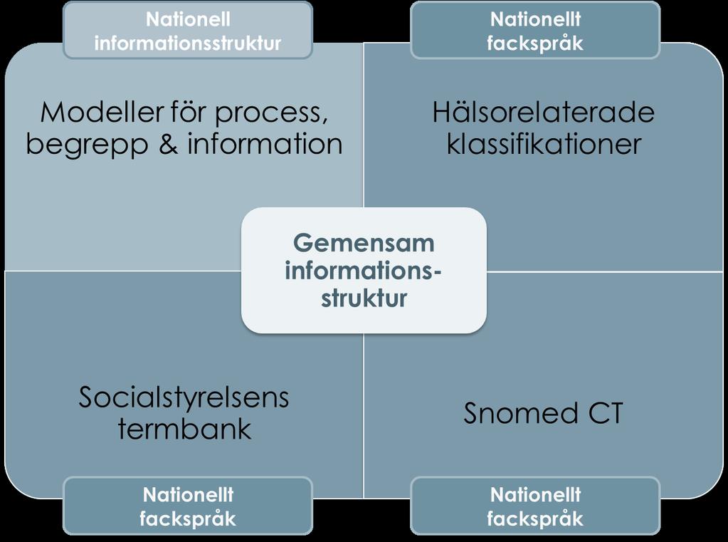 Bakgrund Socialstyrelsens samordningsroll för gemensam informationsstruktur Socialstyrelsen har regeringens uppdrag sedan år 202 att vidareutveckla, kvalitetssäkra och förvalta gemensam