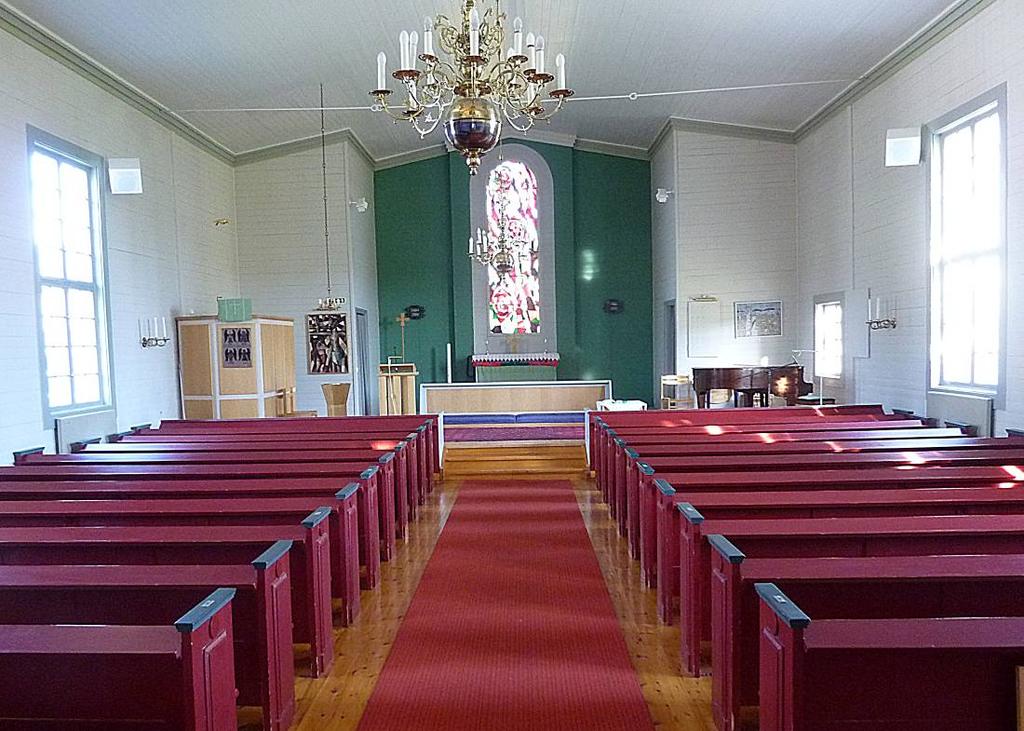 Latikbergs kyrka, Vilhelmina kommun, Västerbottens län Vid den genomgripande restaureringen 1960 förändrades särskilt koret och färgsättningen.