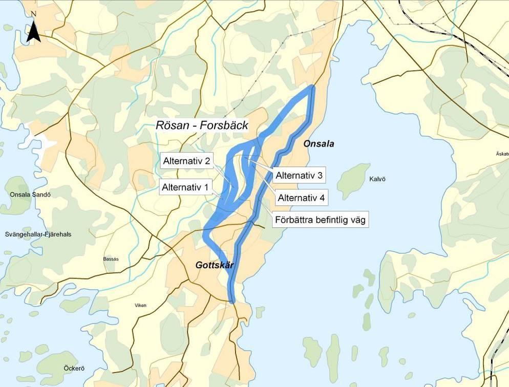 Figur 3 Väg 940 Rösan-Forsbäck 7.4 Potter 7.4.1 Industrispår Falkenberg Nuläge Genom utbyggnaden av västkustbanan till dubbelspår har persontrafiken flyttats ut öster om Falkenberg.