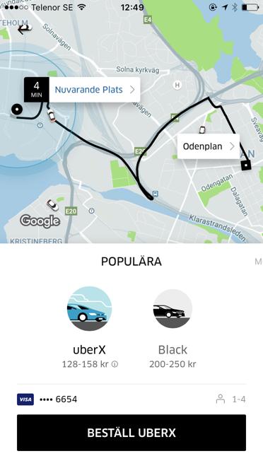 Man kunde dessutom följa den bil man beställt från beställning till avfärd. Behovet av att visualisera ett transportmedels position på en karta är av stor betydelse.