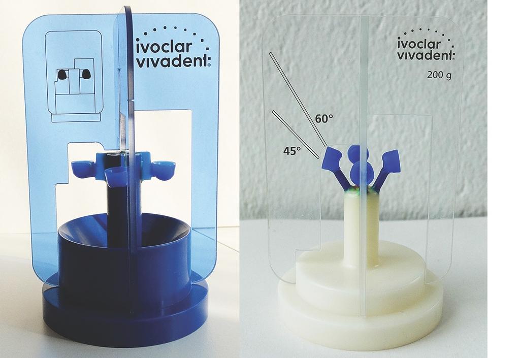 Till vaxobjekten för de monokromatiska (c) puckarna användes den korta cylinderformade gjutkanaler som markör för att fästa 7 mm långa vaxtrådar (bb) med en tjocklek på 3 mm.