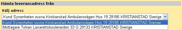 Om leverans till mottagare väljs, ändra då till rätt kontaktperson. Har mottagaren ett nytt telefonnummer, måste det ändras både i sektionen Mottagare och Leveransadress!