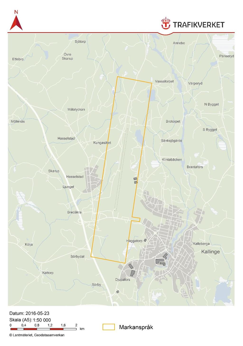 Figur 6 Markanspråkets utbredning vid Ronneby flygplats Område med luftfartsanknuten utrustning All markanvändning i riksintresseområdet ska prövas, så att tillkomsten eller utnyttjandet av