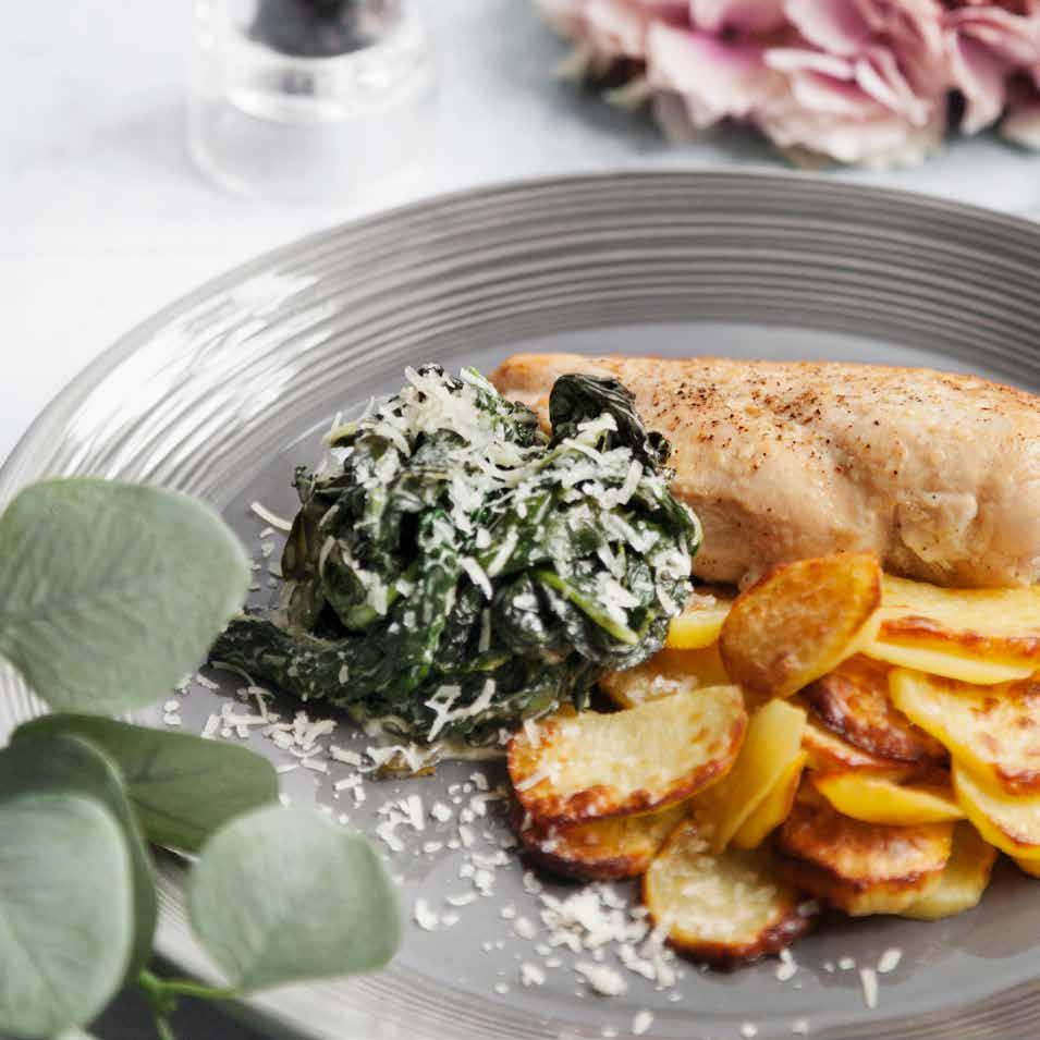 PARMESANSLUNGAD SVARTKÅL med stekt tzayfilé och rostad potatis 4 port.