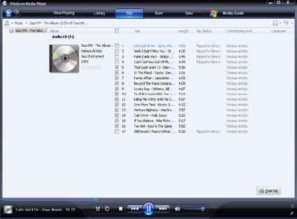 Synkronisera Windows Media-innehåll till MUSE 7 Klicka på Start Rip (Starta rippning).»» De valda spåren konverteras och läggs till i WMP11-biblioteket.