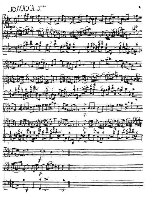 Bilaga 5 Första sats ur Telemanns "Sonate metodiche à Violino Solo ò Flauto traverso" (Hamburg 1728) (hämtad