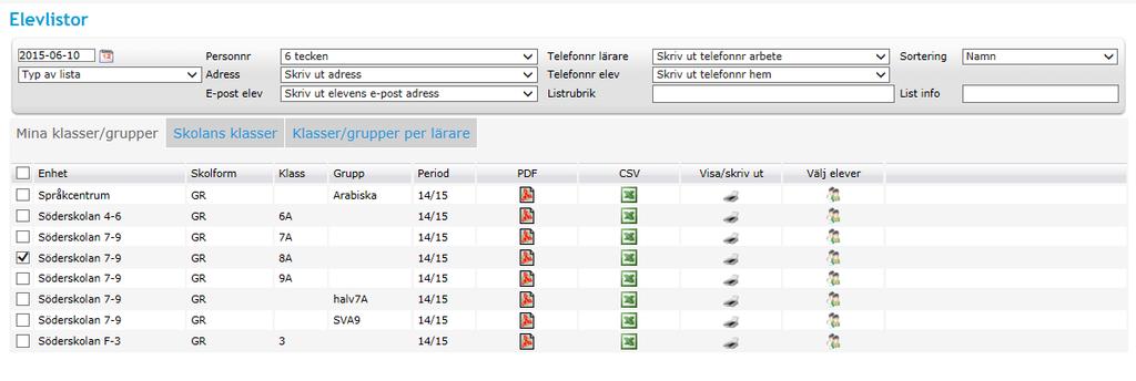 Elevlistor Elevlistor är en modul som