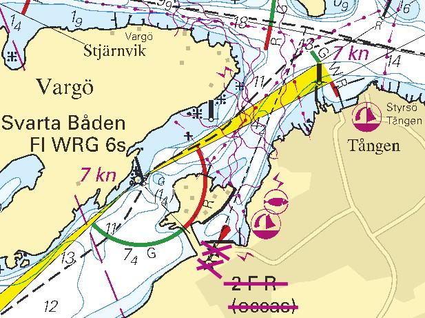 14 Sweden. Kattegat. Göteborg archipelago. Styrsö. Tången. Leading lights withdrawn. Leading lights and daymarks to Tången fishing harbour are permanently withdrawn.