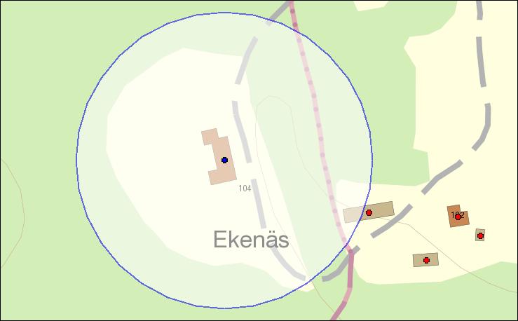 SCB 7 MI 50 SM 1501 Samtliga bearbetningar har gjorts i GIS-program. Runt objekten i byggnadsregistret, med byggår 2010-2014, skapades en buffertzon 2 om 100 meter.