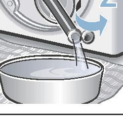 Stäng vattenkranen så att det inte rinner in mer vatten som du måste tömma via avloppspumpen. 2. Slå av maskinen. Dra ur kontakten. 3. Öppna serviceluckan och ta bort den.