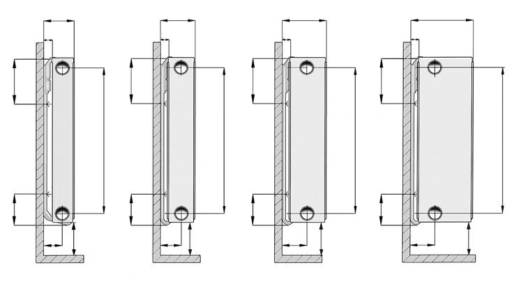 PANELRADIATORER PURMO PLANORA 27 Installationsmått med PURMO Monclac 88 93 125 175 29 25 25 25 105 105 105 105 C/C C/C C/C C/C 66 66 66 66 58 Rek. Rek. 60 76 Rek. 76 150 150 150 Rek.