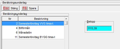 När du sedan ska betala ut semesterlönen använder du lönearten 1215 eller motsvarande och med följande inställningar: OBS!