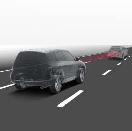 SÄKERHET ADAPTIVE CRUISE CONTROL WITH FULL STOP FUNCTIONALITY Med den aktiva farthållaren väljer du fart samt minimiavstånd till bilen framför. Om avståndet minskar sänks farten automatiskt.