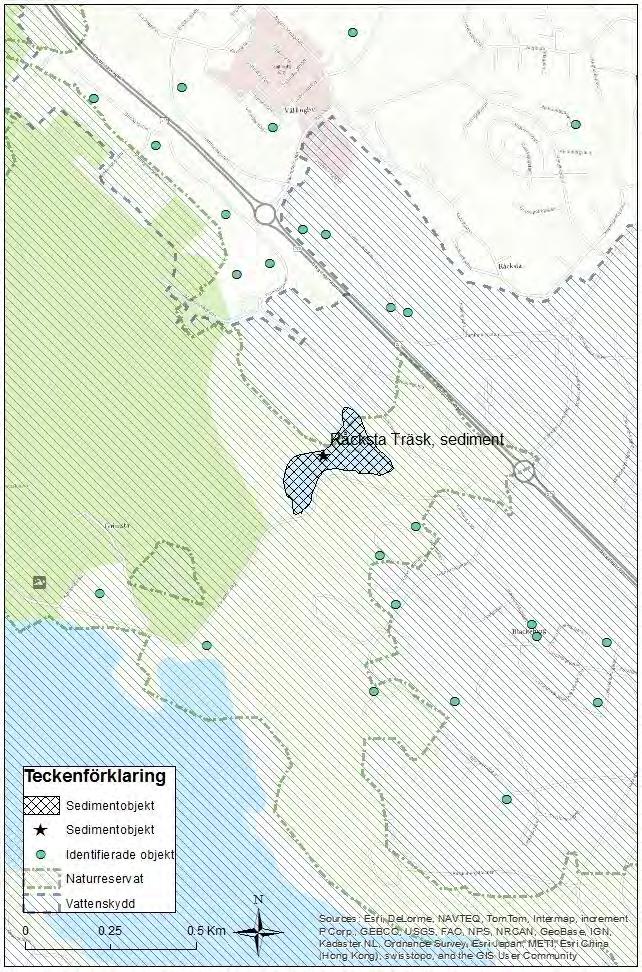 Figur 45 Redovisning över Råcksta träsk och närliggande objekt.