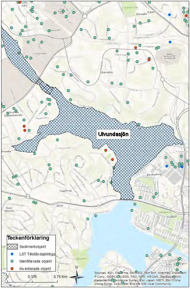 Figur 50 Redovisning över Ulvsundasjön och närliggande objekt.